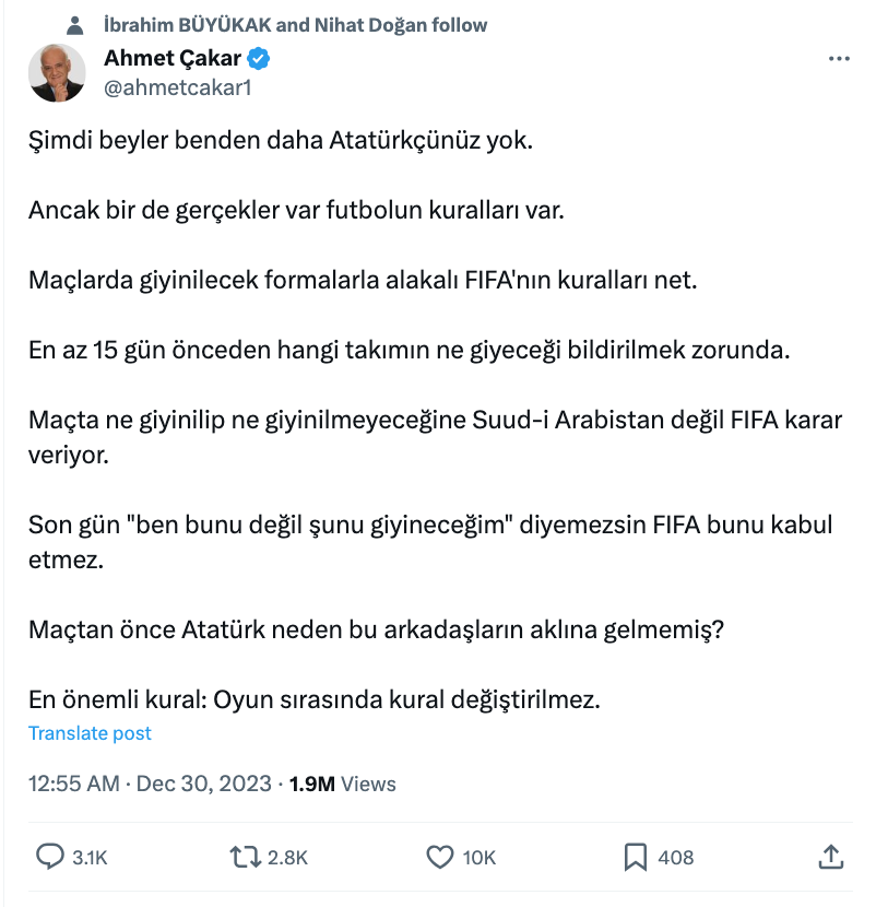 ahmet cakar dan suudi arabistan daki super kupa finali skandali ile ilgili tepki ceken yorumlar